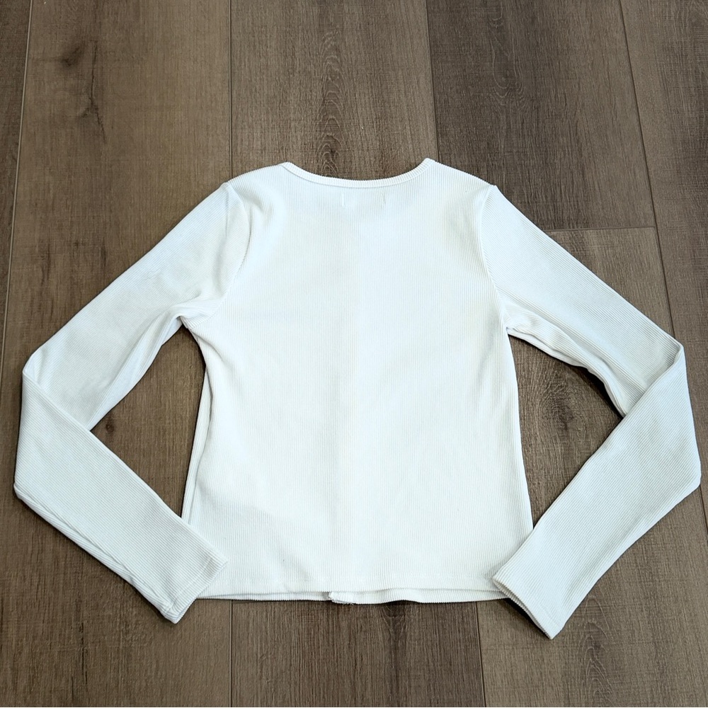 Y2K Hollister Henley Top Women XS Long Ribbed Cropped Long Sleeves V-Neck Button - Picture 3 of 6